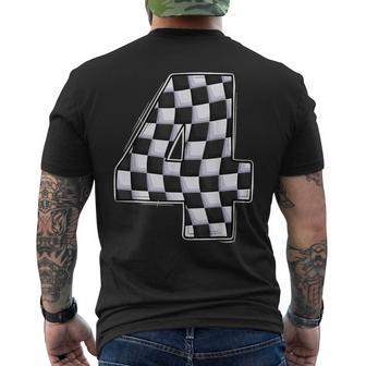 4 Year Old Pit Crew Boy Car Racing 4Th Birthday Race Car Mens Back Print T-shirt | Mazezy