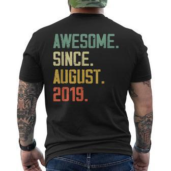 4 Years Old Awesome Since August 2019 4Th Birthday Gift August Funny Gifts Mens Back Print T-shirt | Mazezy