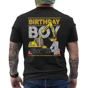4 Years Old Construction Truck Excavator 4Th Birthday Boys Mens Back Print T-shirt - Seseable