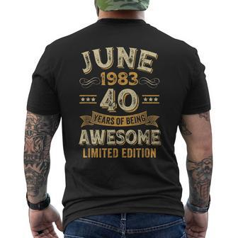 40 Years Awesome Vintage June 1983 40Th Birthday Mens Back Print T-shirt - Seseable