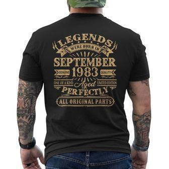 40Th Birthday Decoration Legends Born In September 1983 Men's T-shirt Back Print | Mazezy
