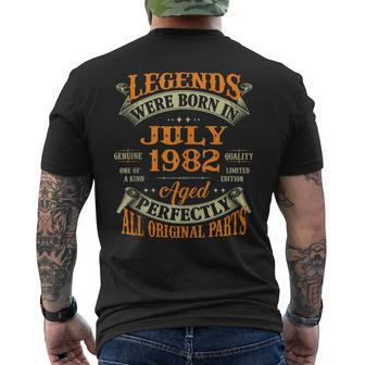 40Th Birthday Gift Legends Born In July 1982 40 Years Old 40Th Birthday Funny Gifts Mens Back Print T-shirt | Mazezy