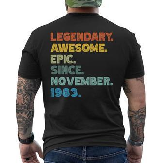 40Th Birthday Legendary Awesome Epic Since November 1983 Men's T-shirt Back Print | Mazezy