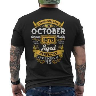 45 Years Old Legends Born In October 1978 45Th Birthday Men's T-shirt Back Print - Monsterry AU