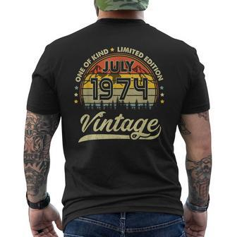 47Th Birthday Gifts 47 Years Old Retro Born In July 1974 Mens Back Print T-shirt | Mazezy DE