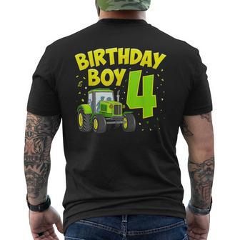 4Th Birthday Boy 4 Year Old Farm Truck Tractor Party Tractor Funny Gifts Mens Back Print T-shirt | Mazezy