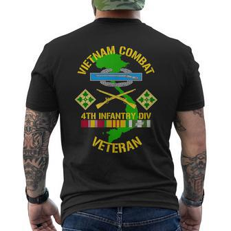 4Th Infantry Division Vietnam Combat Veteran Men's Crewneck Short Sleeve Back Print T-shirt | Mazezy