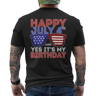 4Th Of July Birthday Sunglasses Born On The Fourth Of July Men's Back Print T-shirt | Mazezy
