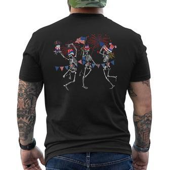 4Th Of July Dancing Skeleton Memorial Day Patriotic Men's Back Print T-shirt