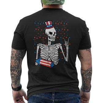 4Th July Rocker Skeleton Patriotic Rock Men Boys Kids N Mens Back Print T-shirt | Mazezy