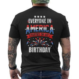 4Th Of July 2023 Everyone In America Parties On My Birthday Men's Crewneck Short Sleeve Back Print T-shirt - Monsterry CA