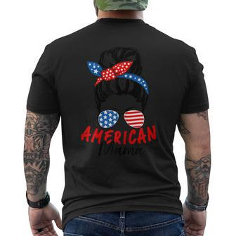 4Th Of July 2023 Messy Bun Patriotic All American Mama Gifts Mens Back Print T-shirt | Mazezy DE