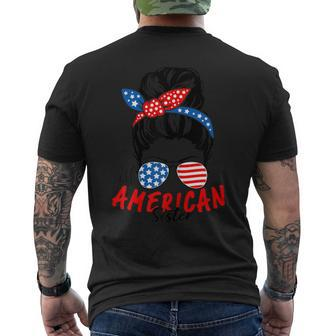 4Th Of July 2023 Messy Bun Patriotic All American Sister Mens Back Print T-shirt | Mazezy