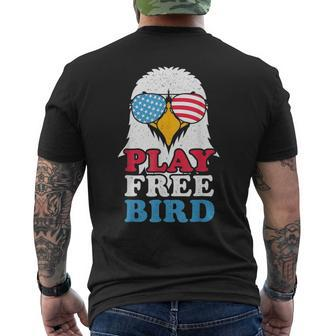 4Th Of July American Flag Bald Eagle Mullet Play Free Bird Mens Back Print T-shirt | Mazezy