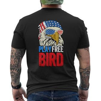 4Th Of July American Flag Bald Eagle Mullet Play Free Bird Mullet Funny Gifts Mens Back Print T-shirt | Mazezy AU
