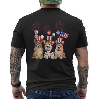 4Th Of July American Flag Corgi Patriotic Dog Patriotic Funny Gifts Mens Back Print T-shirt | Mazezy