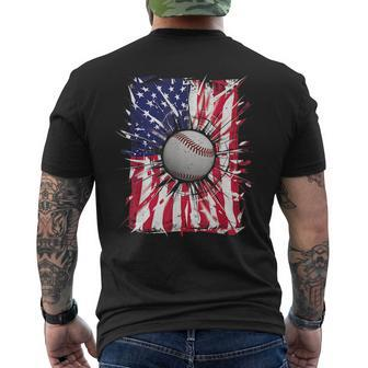 4Th Of July Baseball Usa American Flag Patriotic Men & Boys Patriotic Funny Gifts Mens Back Print T-shirt | Mazezy