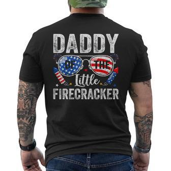 4Th Of July Birthday Dad Daddy Of The Little Firecracker Funny Gifts For Dad Mens Back Print T-shirt | Mazezy