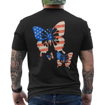 4Th Of July Butterfly Red White & Awesome Patriotic Usa Mens Back Print T-shirt | Mazezy