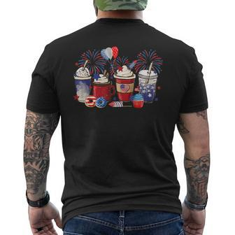 4Th Of July Coffee Lover Patriotic Ice Cream Red And Blue Patriotic Funny Gifts Mens Back Print T-shirt | Mazezy