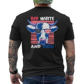 4Th Of July Cow Red White & Moo Flag Patriotic Usa Mens Back Print T-shirt | Mazezy CA