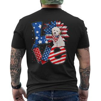 4Th Of July Decor Patriotic Love Maltipoo Dog Usa Flag  Mens Back Print T-shirt