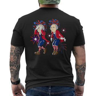 4Th Of July George Washington Griddy George Griddin Firework Mens Back Print T-shirt - Thegiftio UK