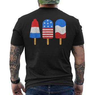 4Th Of July Ice Pops Red White Blue American Flag Patriotic Mens Back Print T-shirt | Mazezy