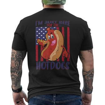 4Th Of July Im Just Here For The Hot Dogs Mens Back Print T-shirt | Mazezy