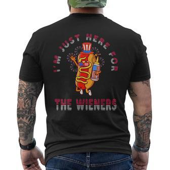 4Th Of July Im Just Here For The Wieners Hot Dogs Funny Mens Back Print T-shirt - Thegiftio UK