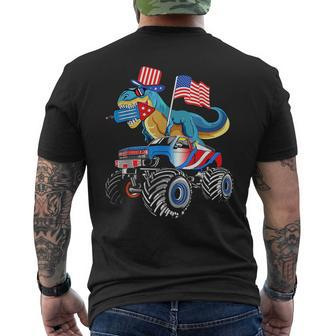4Th Of July Kids Boys Dinosaur Firework American Flag Usa Mens Back Print T-shirt | Mazezy UK