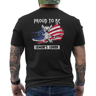 4Th Of July Lemur Usa American Flag Patriotic Lemur Love Mens Back Print T-shirt - Monsterry