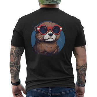 4Th Of July Otter Graphic Mens Back Print T-shirt - Monsterry