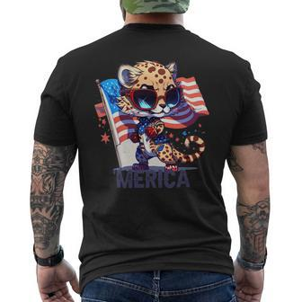 4Th Of July Patriotic Cheetah Merica Mens Back Print T-shirt - Monsterry