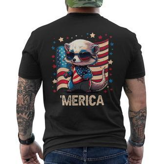 4Th Of July Patriotic Ferret Merica Mens Back Print T-shirt - Monsterry UK