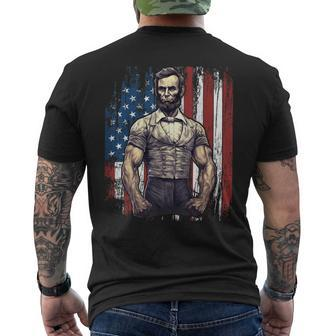 4Th Of July Patriotic Funny Abraham Lincoln Graphic July 4Th Mens Back Print T-shirt | Mazezy