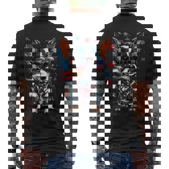 4Th Of July Patriotic Toy Fox Terrier Dog Us Flag Mens Back Print T-shirt - Monsterry