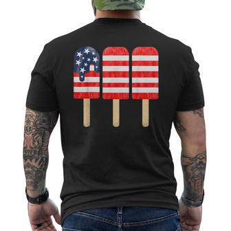 4Th Of July Popsicle American Flag Red White Blue Patriotic Mens Back Print T-shirt | Mazezy