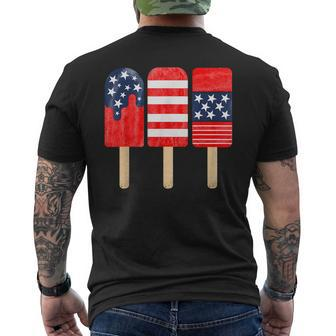4Th Of July Popsicle Red White Blue American Flag Patriotic Mens Back Print T-shirt | Mazezy
