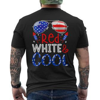 4Th Of July Red White And Cool Sunglasses American Flag Mens Back Print T-shirt - Monsterry