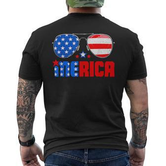 4Th Of July Shirt Merica Sunglasses All America Usa Flag Mens Back Print T-shirt - Monsterry