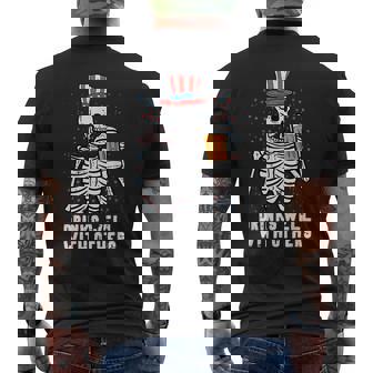 4Th Of July Skeleton American Flag Funny Patriotic Dad Men Patriotic Funny Gifts Mens Back Print T-shirt | Mazezy