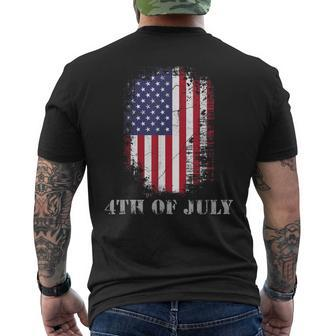 4Th Of July Usa Flag Vintage Distressed Independence Day Mens Back Print T-shirt | Mazezy
