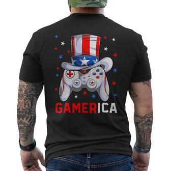 4Th Of July Video Game American Flag Uncle Sam Gamer Mens Back Print T-shirt - Monsterry