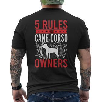 5 Rules For Cane Corso Dog Lover Men's T-shirt Back Print | Mazezy