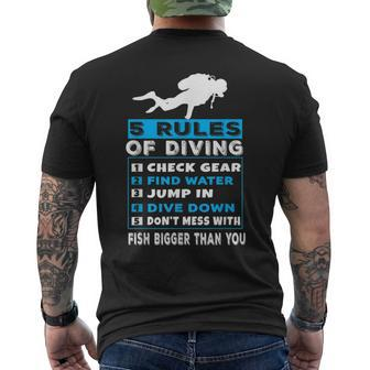 5 Rules Of Diving Scuba Diving Diver Men's T-shirt Back Print | Mazezy