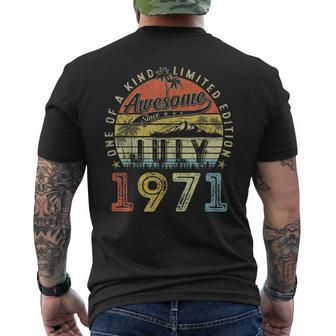 52 Year Old Awesome Since July 1971 52Th Birthday Mens Back Print T-shirt | Mazezy