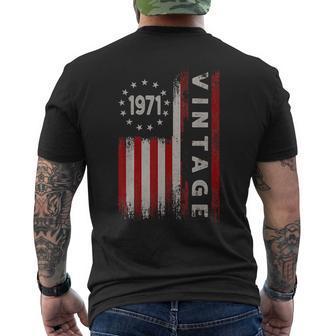 52 Year Old Vintage 1971 American Flag 52Nd Birthday Men's T-shirt Back Print