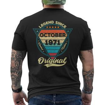 52Th Birthday Legend Since October 1971 52 Years Old Men's T-shirt Back Print | Mazezy