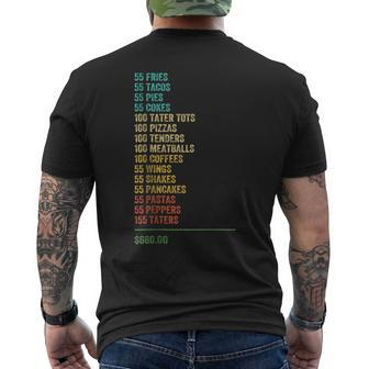 55 Burgers 55 Fries Retro Vintage Gift Burgers Funny Gifts Mens Back Print T-shirt | Mazezy DE